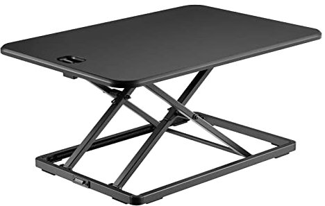WilTec Toboli Schreibtischaufsatz 67x47cm höhenverstellbarer Steh-Sitz Schreibtisch für Laptop und Monitor