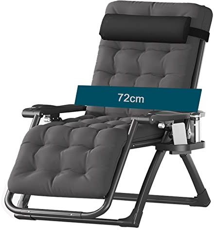 SXBHDM Klappbar Gartenliegen Sonnenliege Hoch Senioren Extrabreit Liegestühle Liegen Gartenstuhl Liegestuhl Relaxliege Liegender Recliner und Fußhocker, mit Kissen