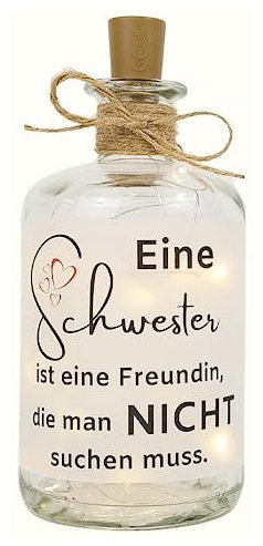 Druckerino LED Flaschenlicht - Eine Schwester ist eine Freundin, die man nicht suchen muss - Geburtstagsgeschenk - Geschenk Schwester - Dekolicht