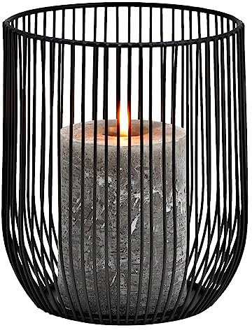 matches21 Trendiger Kerzenhalter aus Metall - Moderner Kerzenhalter Draht schwarz - Windlicht für draußen Tischdeko Ø 12 cm