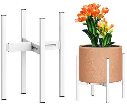 DDPow Support de plante lourd pour pot de fleurs d'intérieur et d'extérieur de 25,4 à 40,6 cm, réglable en métal robuste pour grand pot (blanc)