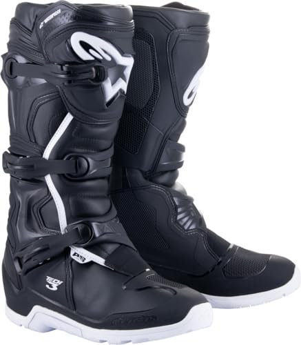 Alpinestars Tech 3 Enduro - Stivali da motocross, impermeabili, Nero/Bianco, 47 EU
