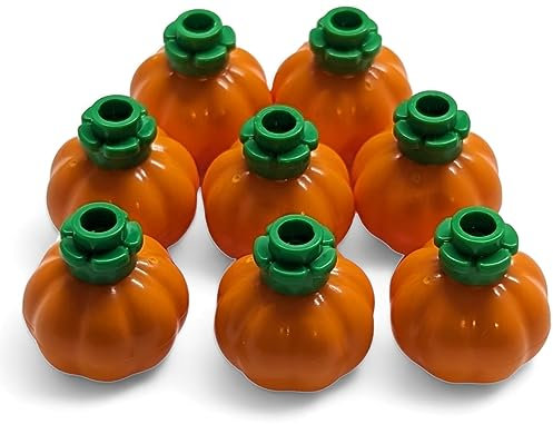 LEGO Accessories - Orange Pumpkins with Bright Green Stems (Package of 8) Spooky Jack-0-Lantern Building Toys for Ages 8+