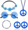 Hippie Kostüm Set Hippie Accessoires 60er 70er Jahre Accessoires Vintage Accessoires Flower Power Accessoires Inklusive Hippie Vintage Brille Hippie Haarband Armbänder Peace Kette Ohrringe