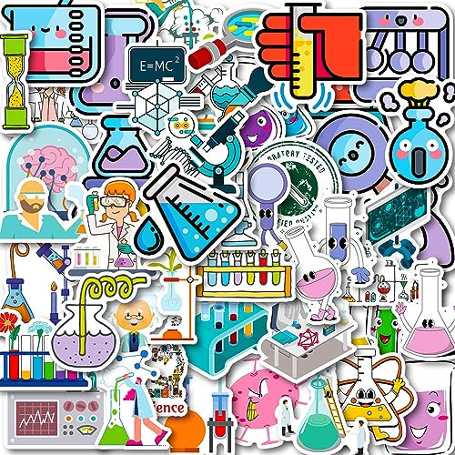 LICHENGTAI 50 Stück Scrapbooking Aufkleber Wissenschaft Aufkleber Physik Biologie Aufkleber Kreative Geschenke für Junge Mädchen Kinder, Laptop, Autos, Motorrad, Fahrrad, Skateboard, Gepäck, Koffer