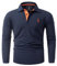 GLESTORE Long Sleeve Polo Shirts Mens Slim Fit T Shirt Golf Button Down Collared Navy L
