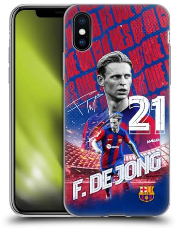 Head Case Designs Offizielle FC Barcelona Frenkie de Jong 2023/24 Erstes Team Gel Handyhülle Hülle [Militärischer Schutzgrad] Kompatibel mit Apple iPhone X/iPhone XS