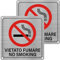 YIKIADA 2 Cartello Targa Vietato Fumare Divieto Sicurezza Segnaletica, Segnale Alluminio Autoadesivo 15X 15 CM