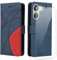 Funda para Xiaomi Redmi 13C 4G / Xiaomi Poco C65, (Azul y Rojo) PU Cuero Función de Soporte Billetera Flip Protectora Carcasa con UNO Cristal Templado Protector de Pantalla