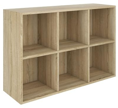 SoDREAMER Bücherregal mit 6 Fächern | Büroregal für Wohnzimmer, Schlafzimmer, Kinderzimmer, Büro | 107x72x38 cm Sonoma Würfelregal Standregal