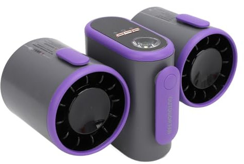 Plyisty Portable Waist Fan Rechargeable, USB Belt Fan with Smart LCD Display, Emergency Lighting, for Outdoor Camping Climbing Farm Work Hiking (Dark Grey)