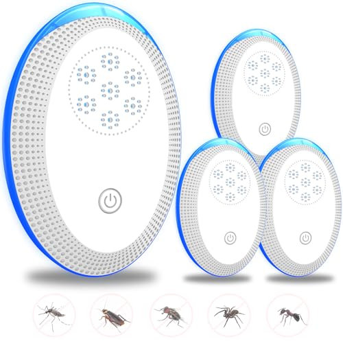 Ultraschall-Schädlingsvertreiber, elektronische Insektenschutz-Mausefallen, 4 Packungen für den Innenbereich, Mückenspinnen-Abwehr-Plugin, effiziente Abwehr von Ratten, Spinnen, Mücken, Mäusen