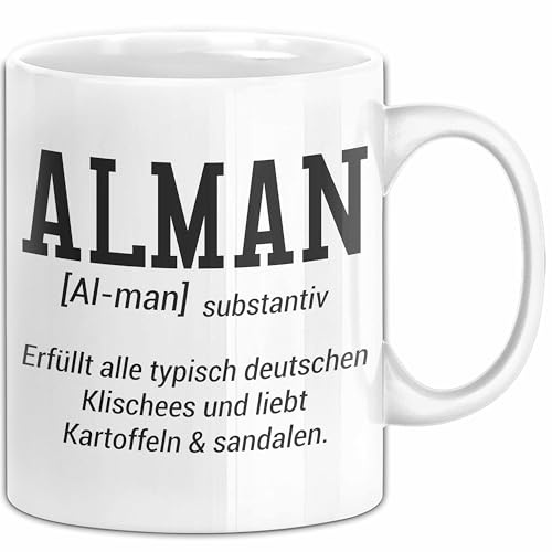 Alman Tasse Typisch Deutsch Geschenk Alman Meme Kaffeetasse Kaffee-Becher (Weiß)