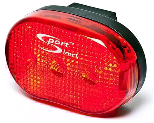 Sport Direct™ 3 x Red Mega Bright LEDs Rear Bike Light. Run time of 220hrs+*. Visibility 600m+. Includes 2 x AAA Batteries IPX4 Waterproof