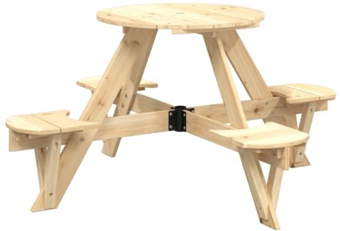 vidaXL Table de Pique-Nique pour 4 Enfants avec Trou de Parasol Rond, Table de Pique-Nique d'extérieur, Table de Pique-Nique pour Enfants, Table de Pique-Nique Robuste