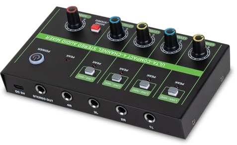 CHOYUE 4 Channel Audio Mixer Microphone Low-noise Mono Stereo Line Mixer LINE/MIC Mode Switching Type-C Power Supply for Wired Microphones Electronic Piano Computers Guitars Electronic Drums