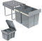VA-Cerulean 2 Fächer Einbaumülleimer System 2x20 Liter, Abfallsammler Ausziehbarer Mülleimer mit Teleskopschienen, Herausnehmbare Eimer Mülltrennsystem, Grau, 48 x 34,2 x 41,8cm