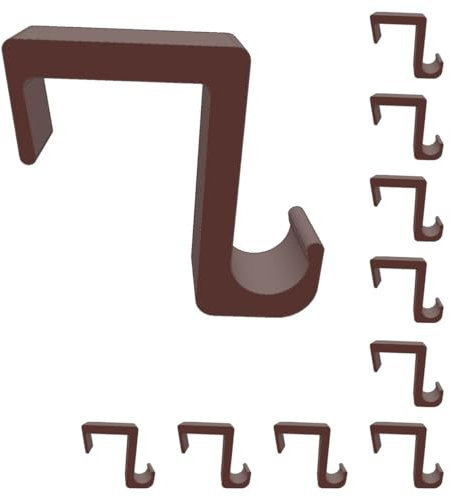 kj-vertrieb Design Stabiler Fensterhaken für Deko - für Fensterdicke 17-20mm - Dekohaken kurz, Farbe:Braun, Anzahl:10 Stück