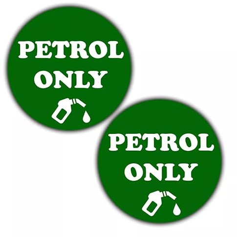 2-Pack Petrol Only Fuel Cap Reminder Stickers - Car Labels - Durable Vinyl & Waterproof 55mm