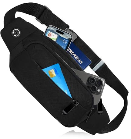 Suprbee Bauchtasche Damen Herren Schwarz, Klein Wasserdicht Gürteltasche Sport Sling Bag Brusttasche Hüfttasche Herren Damen
