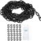 sourcing map Plastic Chain 100 FT/30.5 M, Safety Chain Black Plastic Chain Link Barrier with Zip Ties and S-Hooks for Crowd Control Queue Line Fence Decoration