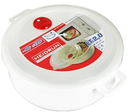 Heidrun 3er Pack MICRO KASSEROLLE mit Deckel + Ventil - 2,0 Ltr, Ø 23 cm - weiß/transparenter Deckel