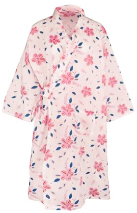 TCNGKIJIUK Robe de Chambre Femmes Kimono Japonais Traditionnel Imprimé Peignoir de Bain en Coton Chemise de Nuit avec Ceinture et Poches Nuisette de Chambre Doux Vêtement de Nuit Vêtement de Maison