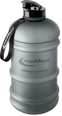 IronMaxx Water Gallon - Matt Ash Grey 2200ml | Botella de agua 2,2 L sin BPA/DEHP | Tapa hermética y escala graduada | Color según modelo | Ideal para deporte, gimnasio, oficina y uso diario