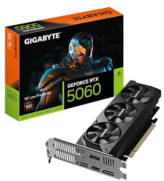 GIGABYTE GeForce RTX 5060 OC Low Profile 8G Grafikkarte, von NVIDIA, 8 GB 128-Bit GDDR7, PCIe 5.0, unterstützt bis zu 4 Displays, DisplayPort & HDMI - Video-Ausgangsschnittstelle, GV-N5060OC-8GL