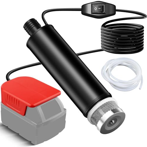 Pompe submersible sans fil compatible avec batterie Milwaukee M18 V (pas de batterie), 100 W, 635 GPH, pompe de puisard portable sans balais avec tuyau de 1 m, pompe à eau pour piscine, jacuzzi