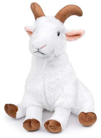 capybaraflying Weiße Ziege Sitzung Plüschtier,Simulation eines Weiße Ziege Sitzung,22cm/8.6in Weich,ausgestopfte Prärietier-Spielzeugsammlung, lustiges Lernspielzeug für Kinder