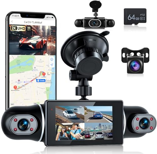 4 Channel Dash Cam Front and Rear Inside 4K/2K 360° Dash Camera for Cars 4 Channel Dash Cam Front and Rear Inside,【2560*1440P】IPS Mini Dashcam,WiFi GPS Night Vision,24/7 Parking Mode,64G DVR,G-Sensor