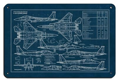 F-15 E Strike Eagle Retro-Poster, Metallblechschild, schicke Kunst, Retro, Eisenmalerei, Bar, Menschen, Höhle, Café, Familie, Garage, Poster, Wanddekoration, 20 x 30 cm