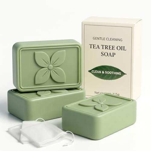 Tea Tree Antifungal Soap Bar 3 x 115g | for Face & Body, Gentle Daily Cleansing for Sensitive Skin, Natural Bar Soap for Men and Women