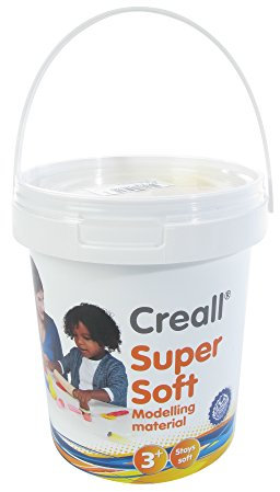 Creall Supersoft Knetmasse Sortiment, Rot, Grün, Blau, Gelb, Weiss, 450g Eimer | Superweiche, dauerhafte Modelliermasse | Auf Wachsbasis, trocknet nicht aus | Für Kinder & Erwachsene | Made in Holland