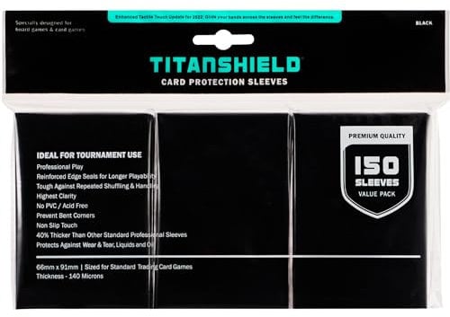 TitanShield (150 Hüllen/Schwarz) Sammelkartenhüllen in Standardgröße Deckschutz für Magic The Gathering MTG, Pokemon, Baseball-Sammlung, Dropmix