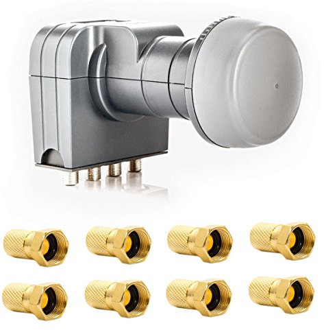 Fuba DEK 407 Quattro LNB Multischalter mit integriertem Wetterschutzgehäuse zum Schutz der F-Stecker mit 8X F-Stecker