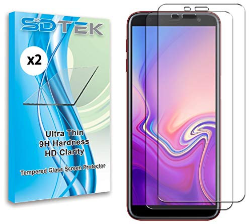 SDTEK *2 Pack Protection écran pour Samsung Galaxy J4 + Plus Verre Trempé Résistant aux éraflures Glass Screen Protector Vitre Tempered Film Protecteur