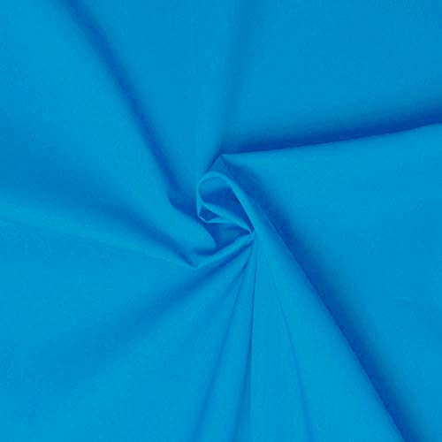 designers-factory Popeline Stoff aus 100% Baumwolle - Erhältlich in über 20 Farben - Verkauft nach Stücken - Baumwollstoff uni (1m x 1m46, Türkis)