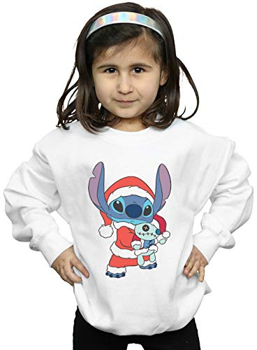 Disney Girls Lilo And Stitch Stitch Christmas Sweatshirt White 12-13 years