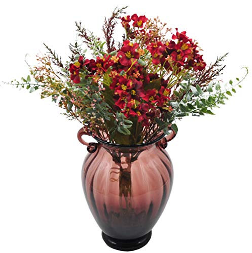 cn-Knight Künstliche Blumen,3 Bündel 42cm Coreopsis Blumenarrangements mit dekorativen Zweigen für Hochzeit, Brautstrauß, Heimdekoration, Einweihungsgeschenk, Tafelaufsatz Empfang,Dunkelrot