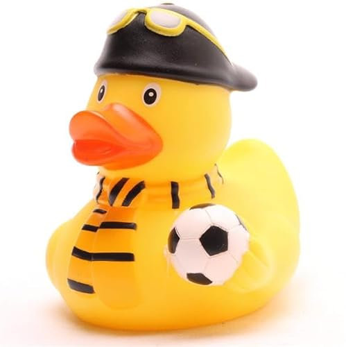Duckshop I Badeente Fußball-Fan schwarz-gelb Dortmund I Quietscheente I L: 8 cm I Quietscheentchen I Geschenk für Dortmund-Fans I Präsent Sammler