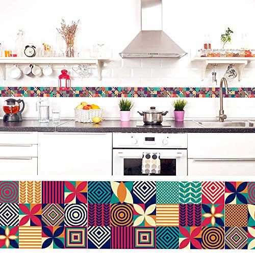 Cenefa auto-adhesiva | Decoración de pared cocina & baño, 5 m x 15 cm | Colours