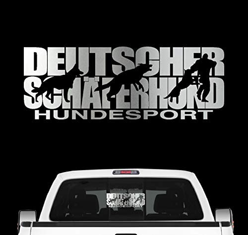 siviwonder Deutscher Schäferhund Hundesport Auto Aufkleber Hund Folie Shepherd Farbe Silber Metallic, Größe 100cm