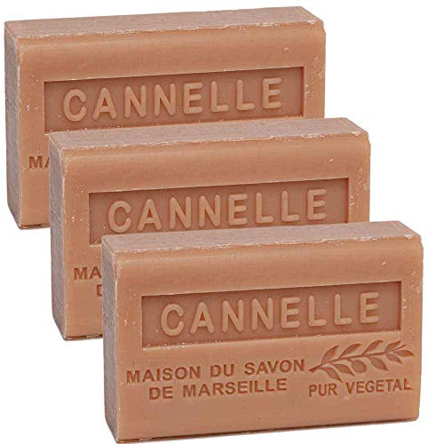 Savon De Marseille - French Seife Mit Organisch Sheabutter - Zimt Duft - Geeignet Für Alle Hauttypen - 125 Gramm Stangen - Set Von 3