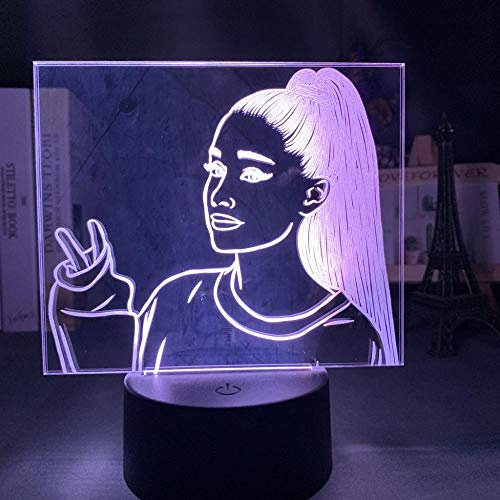 Led Nachtlicht für Sänger Ariana Grande Fans Home Decoration Illusion Licht USB-Batterie LED bunte 3D-Lampe Kinder Geburtstagsgeschenke-7 Farben keine Fernbedienung