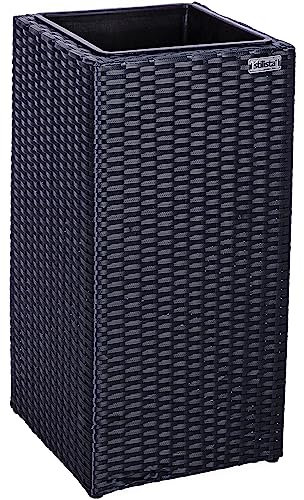 STILISTA® Poly-Rattan Blumentopf 63x30x30 cm inkl. Innentopf und Wasserablauf, in 4 unterschiedlichen Farben, schwarz