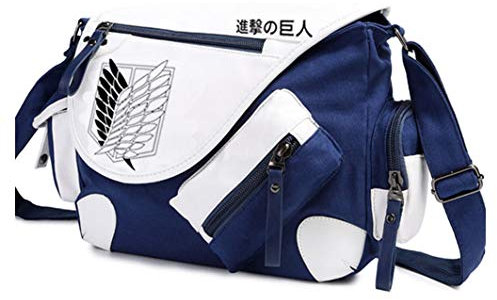 WANHONGYUE Anime Messenger Bag Canvas Umhängetasche Kuriertasche Schultertasche für Reise Arbeit und Schule Blau / 1