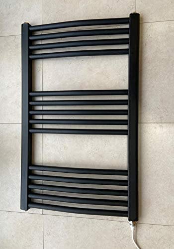 Greened House - Radiatore elettrico curvo per asciugamani, 500 W x 800 h, colore: Nero