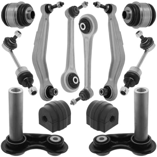 Teilex Germany Querlenker Satz hinten, 12 Teilig, passend für BMW 5 E60 E61, Traggelenk, Koppelstange, Fahrzeugteil, Control Arm, Rear, Legierter Stahl